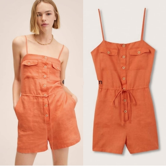 MANGO Linen Romper - Picture 1 of 6